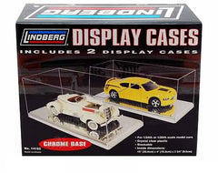 Lindberg Two Clear Display Cases with Chrome Base 1/24 or 1/25 Scale Cars
