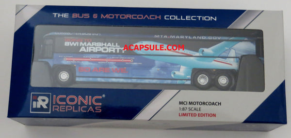 MTA Maryland Commuter Bus 201 to BWI Marshall Airport - 1/87 Scale MCI D4505 Motorcoach Diecast Model