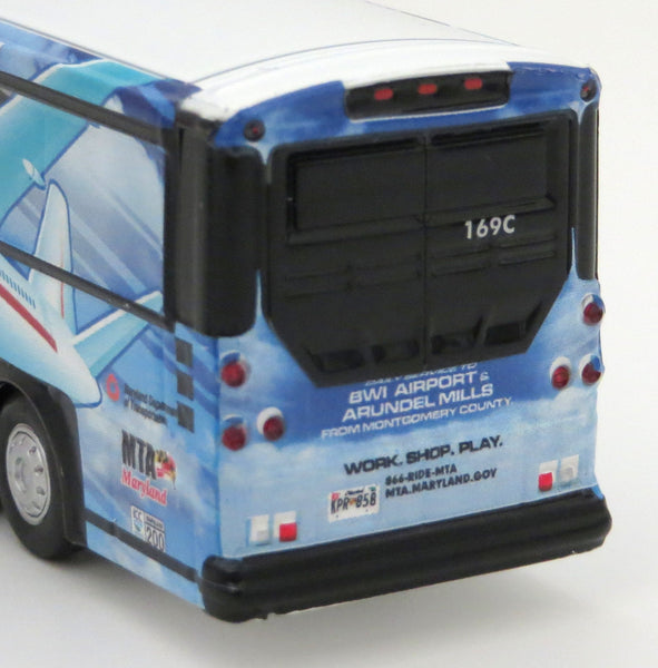 MTA Maryland Commuter Bus 201 to BWI Marshall Airport - 1/87 Scale MCI D4505 Motorcoach Diecast Model