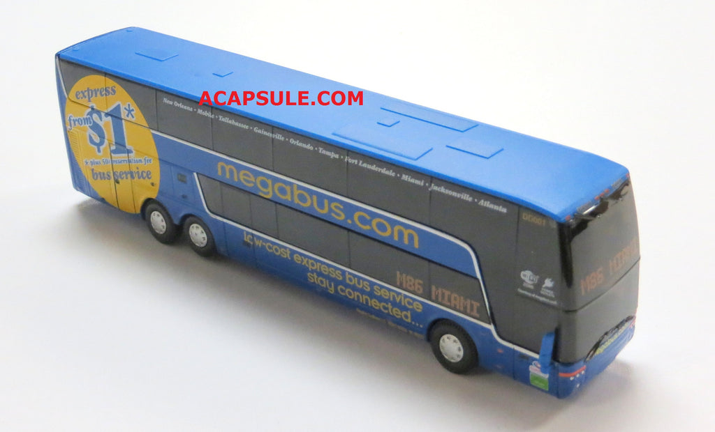 Megabus Bus Model Megabus M86 to Miami - 1/87 Scale Van Hool TDX Double Decker Bus Model ...
