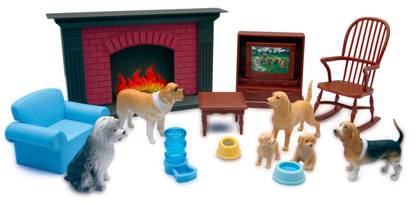 My Best Friend Dog Figures with Living Room Accessory Playset