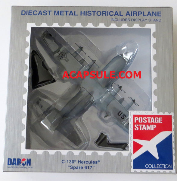 Postage Stamp C-130 Hercules Spare 617 1/200 Scale Diecast Model with Stand