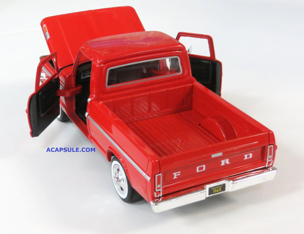 Red 1969 Ford F-100 Pick Up 1/24 Scale Diecast Model