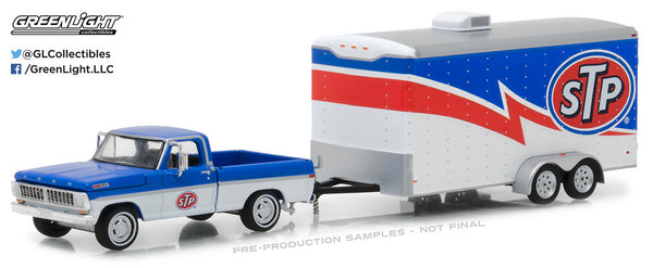 STP 1970 Ford F-100 and Enclosed Car Trailer 1/64 Diecast Model