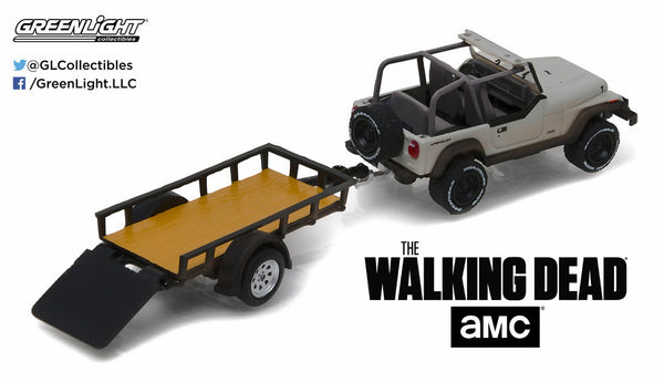 The Walking Dead Michonne's Jeep Wrangler and Utility Trailer 1/64 Diecast Model