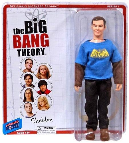 The Big Bang Theory Sheldon Cooper 8 Inch Action Figure In Vintage Batman Shirt