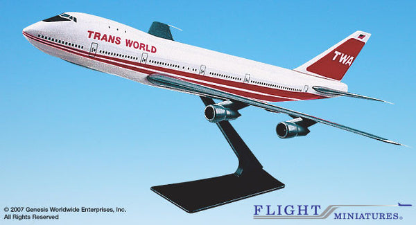 Flight Miniatures TWA '74-95 Boeing 747-100 1/250 Scale Model with Stand