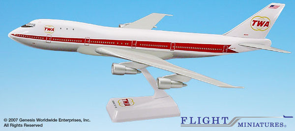 Flight Miniatures TWA '64-74 Boeing 747-100 1/200 Scale Model with Stand