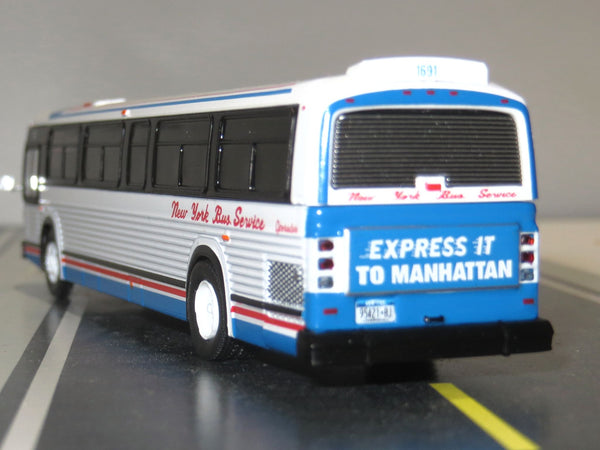 New York Bus Service Manhatten Express MCI Classic Transit Bus 1/87 Scale Diecast Model