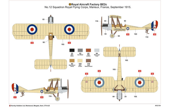 Airfix Royal Aircraft Factory BE2c 1/72 Scale Model Kit
