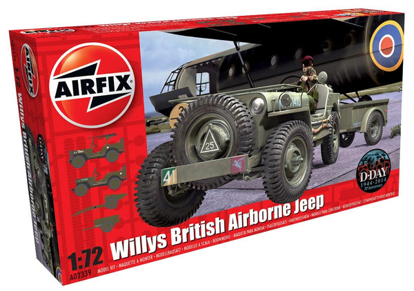 British Airborne Willys Jeep Kit 1/72 Model Kit (includes Jeep, Trailer and Howitzer)