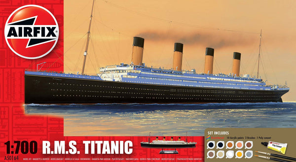 RMS Titanic 1/700 Scale Model Kit Gift Set (Comes with Paint, Brushes and Glue)