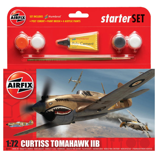 Curtiss Tomahawk IIB Starter Set 1:72 Scale (Comes with Paint, Brushes and Glue)