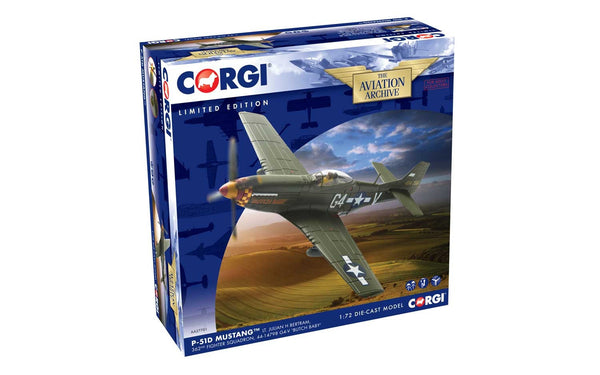 Corgi P-51D Mustang Lt Julian H Bertram 362nd Fighter Squadron "Butch Baby" 1/72 Scale Diecast Model with Stand