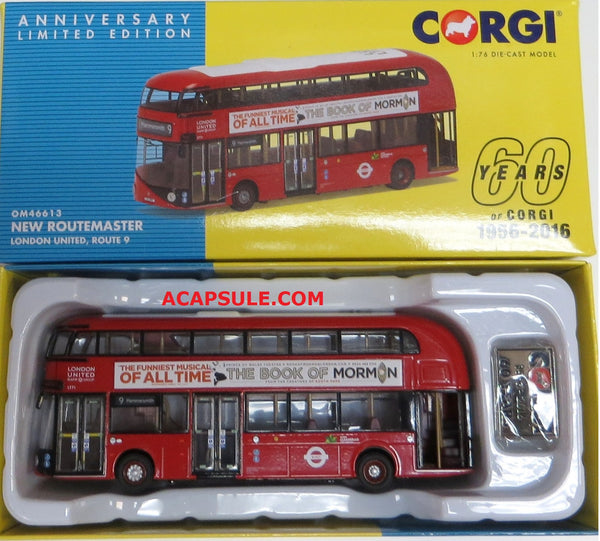 Corgi 60th Anniversary New Routemaster, London United, Route 9 1/76 Scale Diecast Double Decker Bus